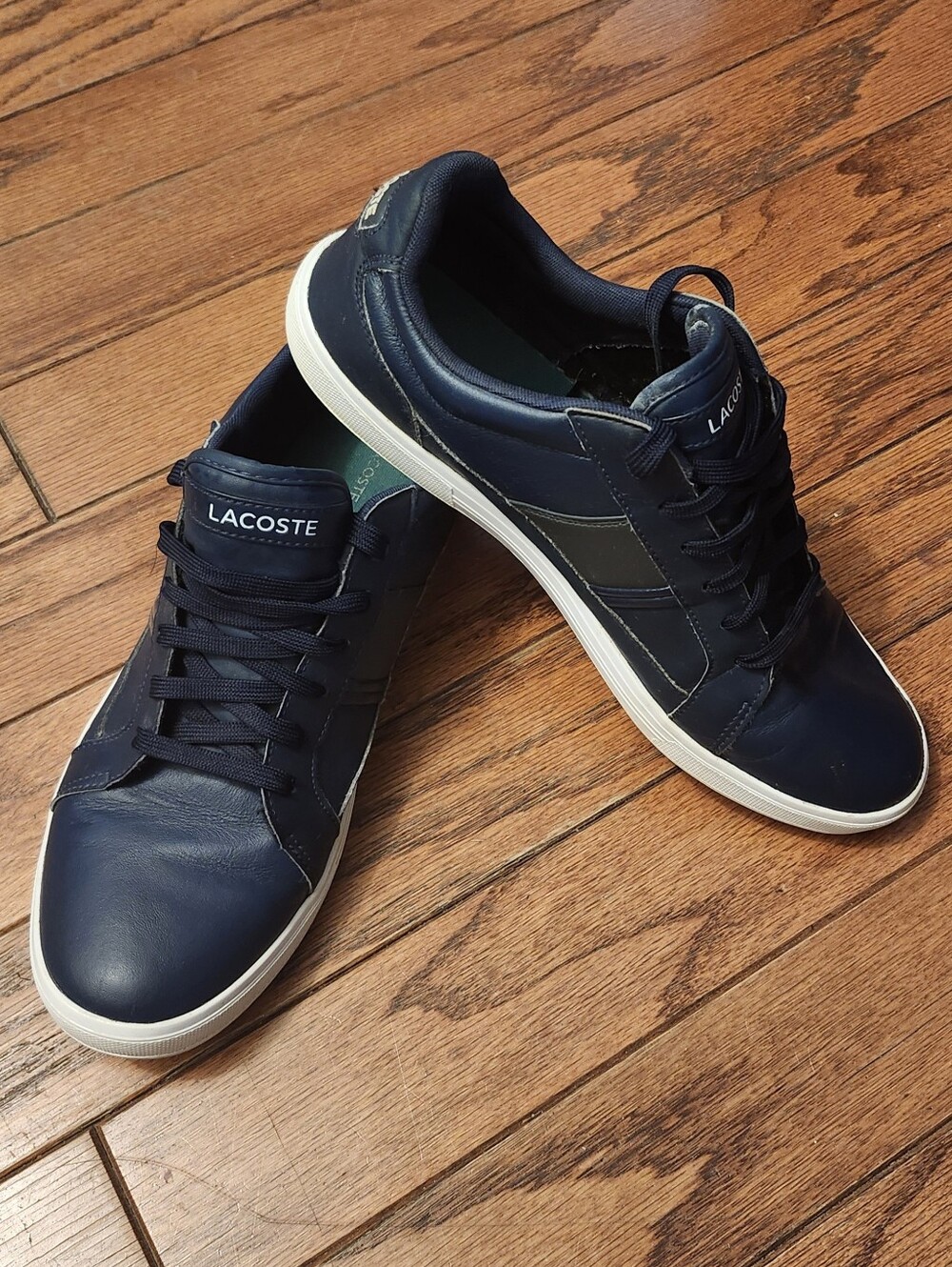 Lacoste Sport Men's  Blue Leather Sneaker Shoes Size 10USA